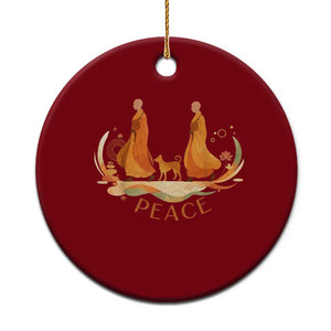 Peaceful Monks Walk with Aloka the Dog Ceramic Ornament Zen Art Buddhism Harmony TS02 1pc Red Print Your Wear