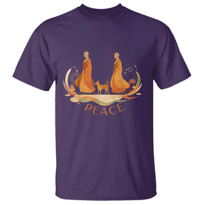 Peaceful Monks Walk with Aloka the Dog T Shirt Zen Art Buddhism Harmony TS02 Purple Print Your Wear
