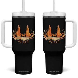 Peaceful Monks Walk with Aloka the Dog Tumbler With Handle Zen Art Buddhism Harmony TS02 One Size: 40 oz Black Print Your Wear