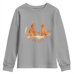 Peaceful Monks Walk with Aloka the Dog Youth Sweatshirt Zen Art Buddhism Harmony TS02 Sport Gray Print Your Wear