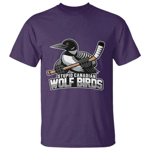 Stupid Canadian Wolf Birds T Shirt Funny Common Loon Viral Hockey Romance TS02 Purple Print Your Wear