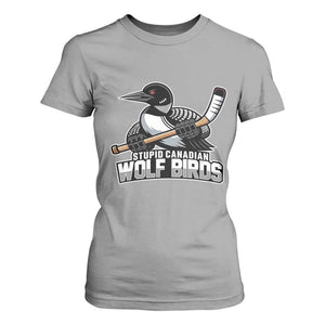 Stupid Canadian Wolf Birds T Shirt For Women Funny Common Loon Viral Hockey Romance TS02 Sport Gray Print Your Wear