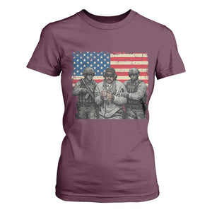 Captured Dictator Maduro T Shirt For Women Special Forces Justice Operation American Flag TS02 Maroon Print Your Wear