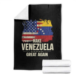 Make Venezuela Great Again Throw Blanket Distressed US and Venezuela Flag Unity TS02 Black Print Your Wear