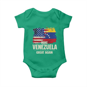 Make Venezuela Great Again Baby Onesie Distressed US and Venezuela Flag Unity TS02 Irish Green Print Your Wear