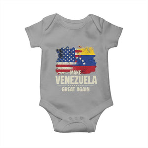 Make Venezuela Great Again Baby Onesie Distressed US and Venezuela Flag Unity TS02 Sport Gray Print Your Wear