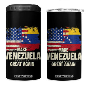 Make Venezuela Great Again 4 in 1 Can Cooler Tumbler Distressed US and Venezuela Flag Unity TS02 One Size: 16 oz Black Print Your Wear