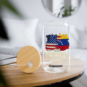 Make Venezuela Great Again Glass Can Distressed US and Venezuela Flag Unity TS02 Print Your Wear