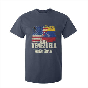 Make Venezuela Great Again T Shirt For Kid Distressed US and Venezuela Flag Unity TS02 Navy Print Your Wear
