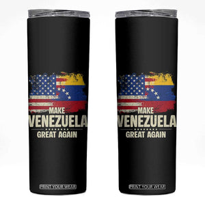 Make Venezuela Great Again Skinny Tumbler Distressed US and Venezuela Flag Unity TS02 Black Print Your Wear