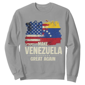 Make Venezuela Great Again Sweatshirt Distressed US and Venezuela Flag Unity TS02 Sport Gray Print Your Wear