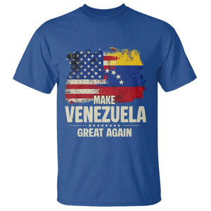 Make Venezuela Great Again T Shirt Distressed US and Venezuela Flag Unity TS02 Royal Blue Print Your Wear