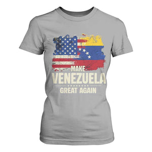 Make Venezuela Great Again T Shirt For Women Distressed US and Venezuela Flag Unity TS02 Sport Gray Print Your Wear