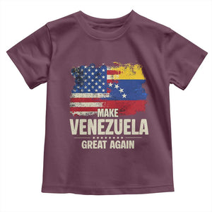 Make Venezuela Great Again Toddler T Shirt Distressed US and Venezuela Flag Unity TS02 Maroon Print Your Wear