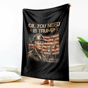 Oil You Need Is Trump American Flag Throw Blanket Patriotic Energy Leadership Oil Rig Oilfield TS02 Print Your Wear