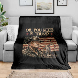 Oil You Need Is Trump American Flag Throw Blanket Patriotic Energy Leadership Oil Rig Oilfield TS02 Print Your Wear