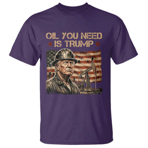 Oil You Need Is Trump American Flag T Shirt Patriotic Energy Leadership Oil Rig Oilfield TS02 Purple Print Your Wear