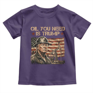 Oil You Need Is Trump American Flag Toddler T Shirt Patriotic Energy Leadership Oil Rig Oilfield TS02 Purple Print Your Wear