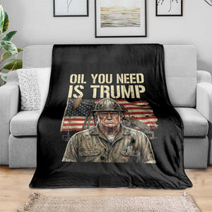 Oil You Need Is Trump Worker American Flag Throw Blanket Vintage Oil Rig Oildfield Leadership TS02 Print Your Wear