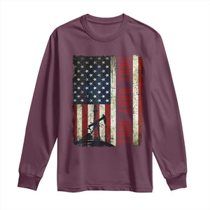 Drill Baby Drill American Flag Long Sleeve Shirt Oil Rig Oildfield Energy Industry Patriot TS02 Maroon Print Your Wear