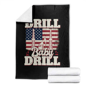 Drill Baby Drill American Flag Throw Blanket Retro Oilfield Oil Rig Patriot TS02 Black Print Your Wear