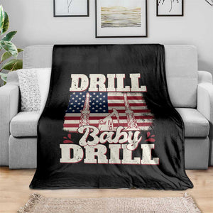 Drill Baby Drill American Flag Throw Blanket Retro Oilfield Oil Rig Patriot TS02 Print Your Wear