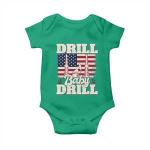 Drill Baby Drill American Flag Baby Onesie Retro Oilfield Oil Rig Patriot TS02 Irish Green Print Your Wear