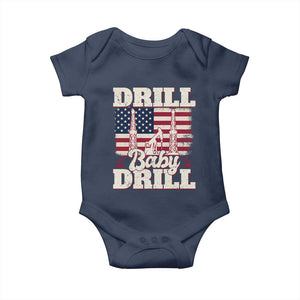 Drill Baby Drill American Flag Baby Onesie Retro Oilfield Oil Rig Patriot TS02 Navy Print Your Wear