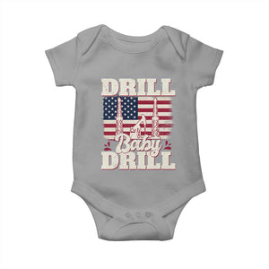 Drill Baby Drill American Flag Baby Onesie Retro Oilfield Oil Rig Patriot TS02 Sport Gray Print Your Wear