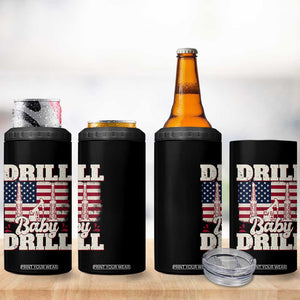 Drill Baby Drill American Flag 4 in 1 Can Cooler Tumbler Retro Oilfield Oil Rig Patriot TS02 Print Your Wear