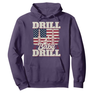 Drill Baby Drill American Flag Hoodie Retro Oilfield Oil Rig Patriot TS02 Purple Print Your Wear
