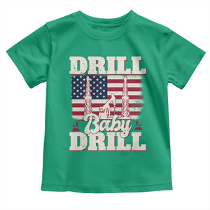 Drill Baby Drill American Flag Toddler T Shirt Retro Oilfield Oil Rig Patriot TS02 Irish Green Print Your Wear