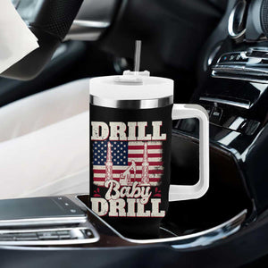 Drill Baby Drill American Flag Tumbler With Handle Retro Oilfield Oil Rig Patriot TS02 Print Your Wear