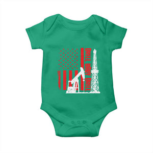 Drill Baby Drill American Flag Baby Onesie Distressed Oil Rig Oildfield Energy Industry TS02 Irish Green Print Your Wear