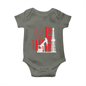 Drill Baby Drill American Flag Baby Onesie Distressed Oil Rig Oildfield Energy Industry TS02 Military Green Print Your Wear