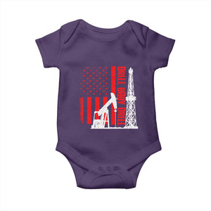 Drill Baby Drill American Flag Baby Onesie Distressed Oil Rig Oildfield Energy Industry TS02 Purple Print Your Wear