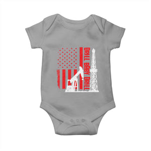 Drill Baby Drill American Flag Baby Onesie Distressed Oil Rig Oildfield Energy Industry TS02 Sport Gray Print Your Wear