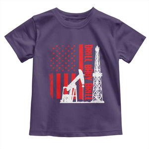 Drill Baby Drill American Flag Toddler T Shirt Distressed Oil Rig Oildfield Energy Industry TS02 Purple Print Your Wear