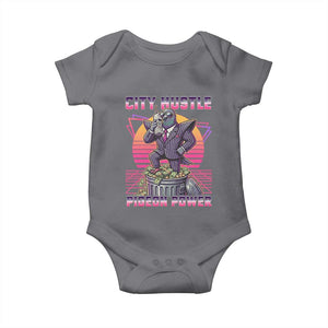 Retro City Hustle Pigeon Power Baby Onesie Funny 80s Style Money Bird Gangsta TS02 Charcoal Print Your Wear