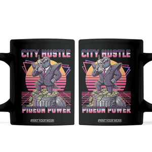 Retro City Hustle Pigeon Power Coffee Mug Funny 80s Style Money Bird Gangsta TS02 Black Print Your Wear