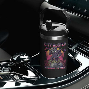 Retro City Hustle Pigeon Power Flip Straw Tumbler Funny 80s Style Money Bird Gangsta TS02 Print Your Wear