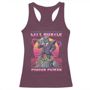Retro City Hustle Pigeon Power Racerback Tank Top Funny 80s Style Money Bird Gangsta TS02 Maroon Print Your Wear