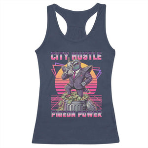 Retro City Hustle Pigeon Power Racerback Tank Top Funny 80s Style Money Bird Gangsta TS02 Navy Print Your Wear