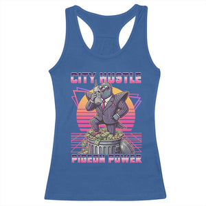 Retro City Hustle Pigeon Power Racerback Tank Top Funny 80s Style Money Bird Gangsta TS02 Royal Blue Print Your Wear