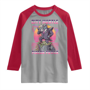 Retro City Hustle Pigeon Power Raglan Shirt Funny 80s Style Money Bird Gangsta TS02 Sport Gray Red Print Your Wear