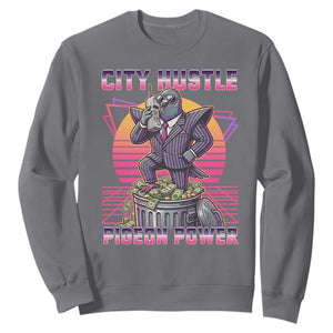 Retro City Hustle Pigeon Power Sweatshirt Funny 80s Style Money Bird Gangsta TS02 Charcoal Print Your Wear