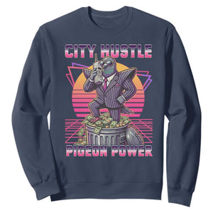 Retro City Hustle Pigeon Power Sweatshirt Funny 80s Style Money Bird Gangsta TS02 Navy Print Your Wear