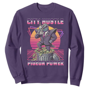 Retro City Hustle Pigeon Power Sweatshirt Funny 80s Style Money Bird Gangsta TS02 Purple Print Your Wear