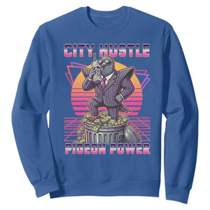 Retro City Hustle Pigeon Power Sweatshirt Funny 80s Style Money Bird Gangsta TS02 Royal Blue Print Your Wear