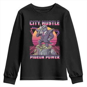 Retro City Hustle Pigeon Power Youth Sweatshirt Funny 80s Style Money Bird Gangsta TS02 Black Print Your Wear